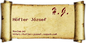 Höfler József névjegykártya